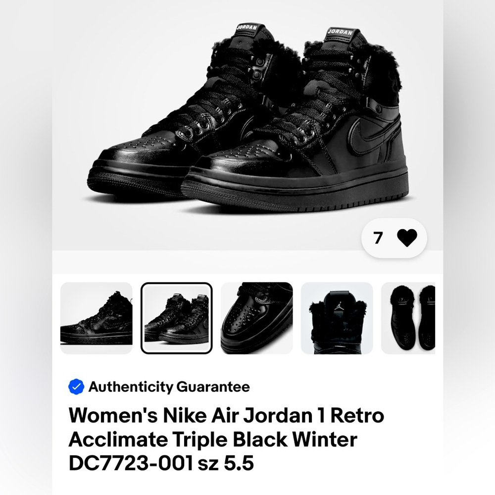 Women’s new Jordan Black Winter size 5.5